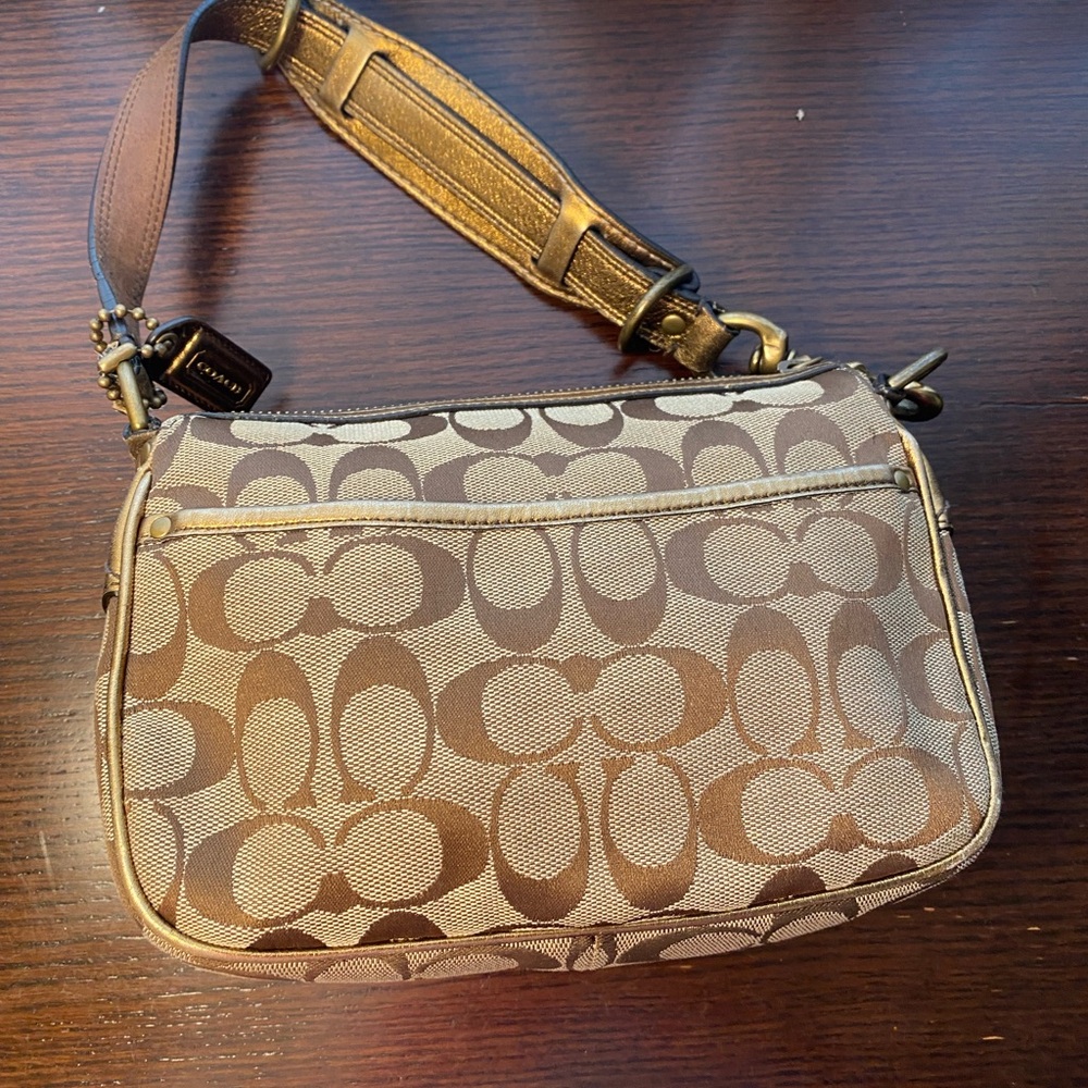 Coach Special Edition Bronze Signature Logo Hobo Shoulder Bag - Picture 3 of 8